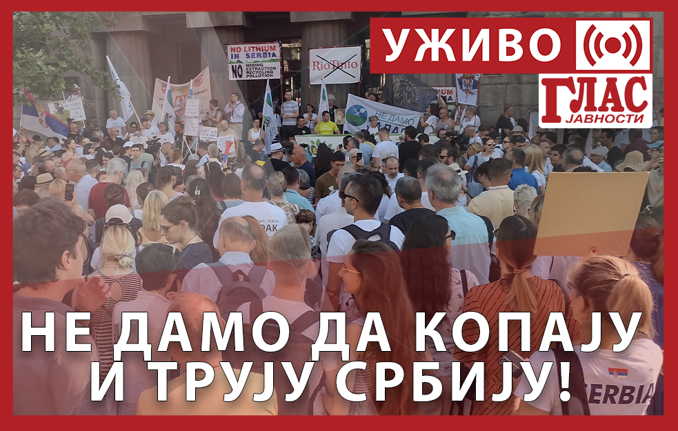 UŽIVO! PROTEST KOD PREDSEDNIŠTVA: NE DAMO DA KOPAJU I TRUJU SRBIJU! (VIDEO)
